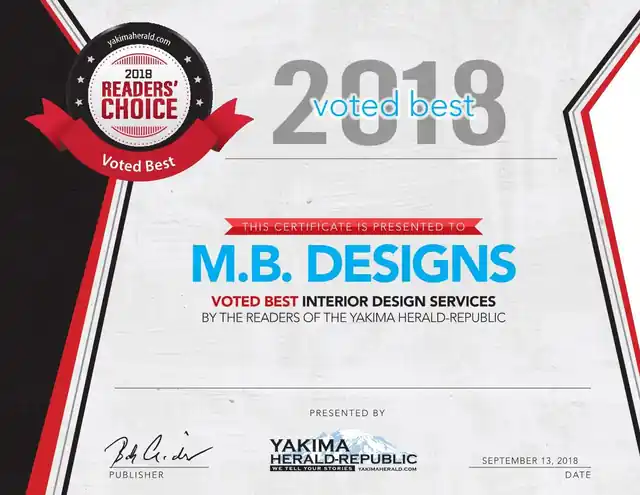 Readers' Choice certificate, 2018, Best Interior Design Services