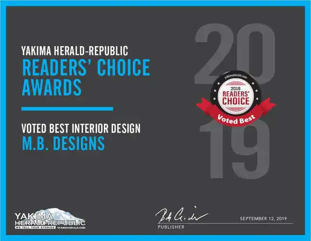 Readers' Choice certificate, 2019, Best Interior Design