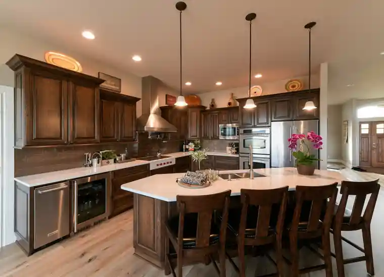 Lukas kitchen with a wide island and a run of tall cabinets