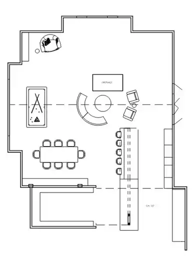 AutoCAD floor plan drawn by the M.B. Designs studio